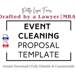Event Cleaning Proposal Template Commercial Cleaning Estimate Event Cleaning Services Quote Party Cleaning Business Forms Event Cleaner
