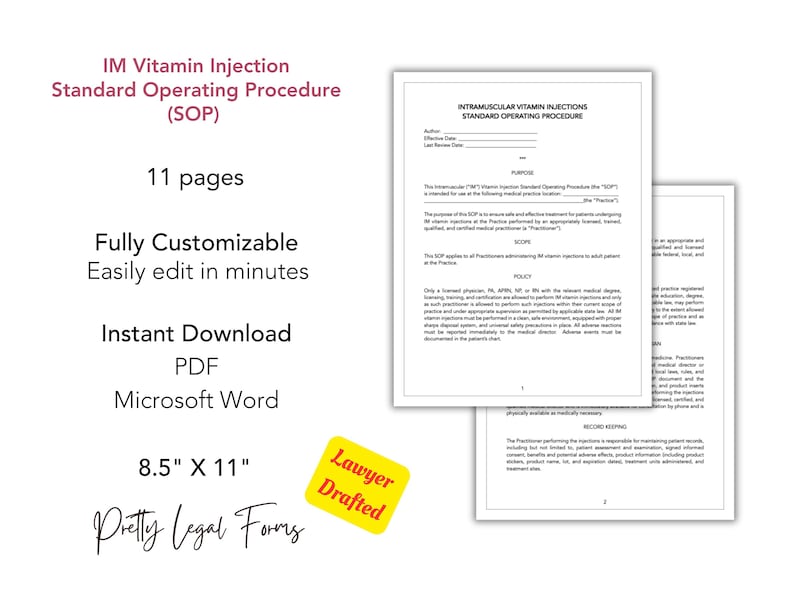 IM Vitamin Injection SOP Protocol Template for Medical Spas and ...