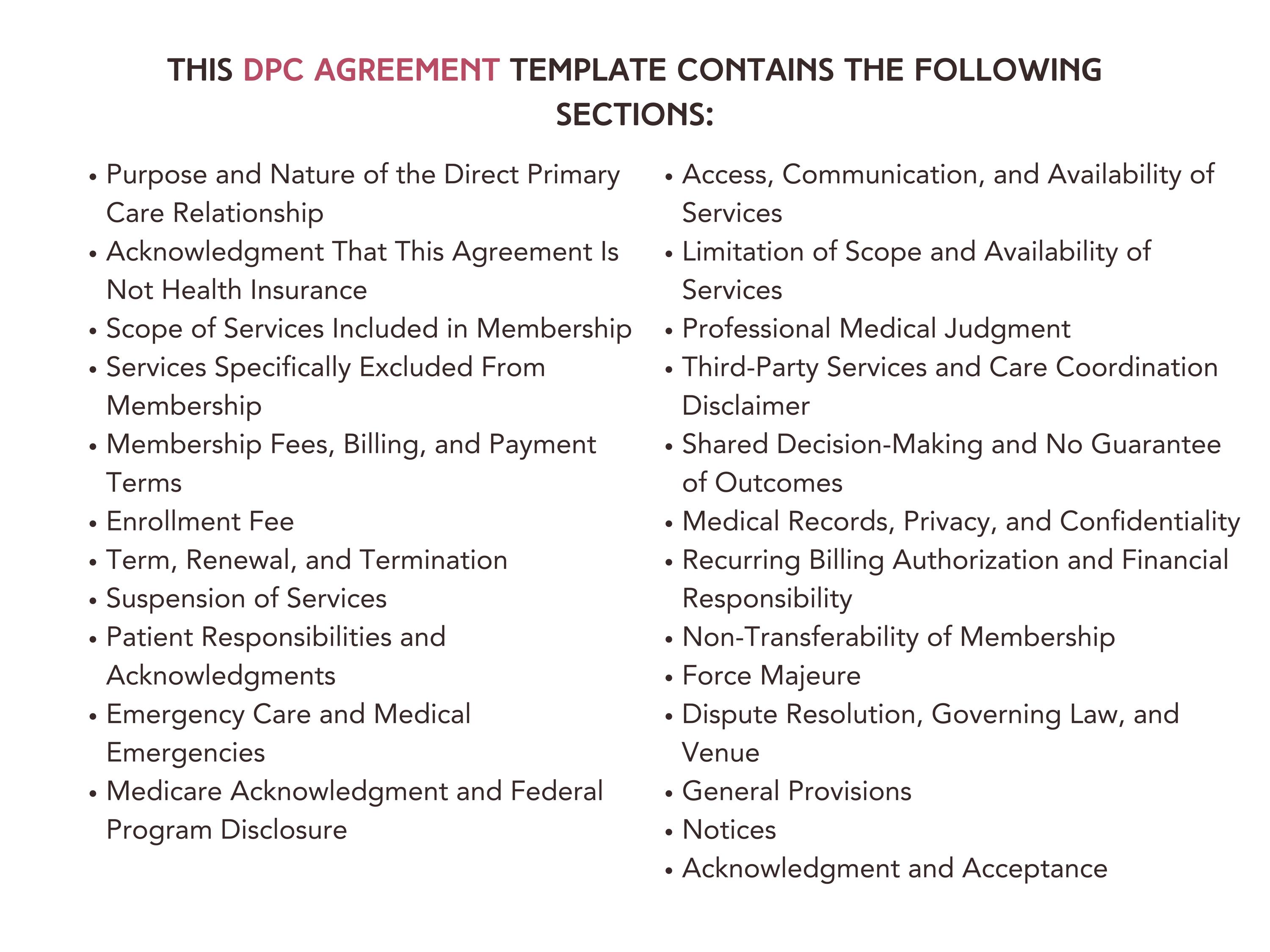 Direct Primary Care Enrollment Agreement Template | DPC Membership ...