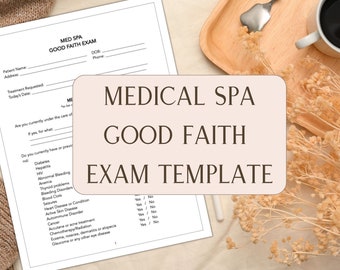 Medical Spa Good Faith Exam, Med Spa Good Faith Medical Exam Botox Filler GFE Form for Cosmetic Injector Nurse Injector Med Spa GFE Template
