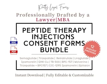 Peptide Therapy Consent Forms Semaglutide Tirzepatide BPC-157 Retatrutide Liraglutide CJC-1295 Ipamorelin Ghk-cu Peptide Injection Intake