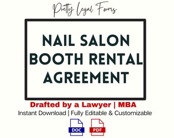 Nail Booth Mietvertrag, Nail Tech Mietvertrag, Nagelstudio Vertragsvorlage, Salonbooth Mietvertrag, Salonstuhl Lease