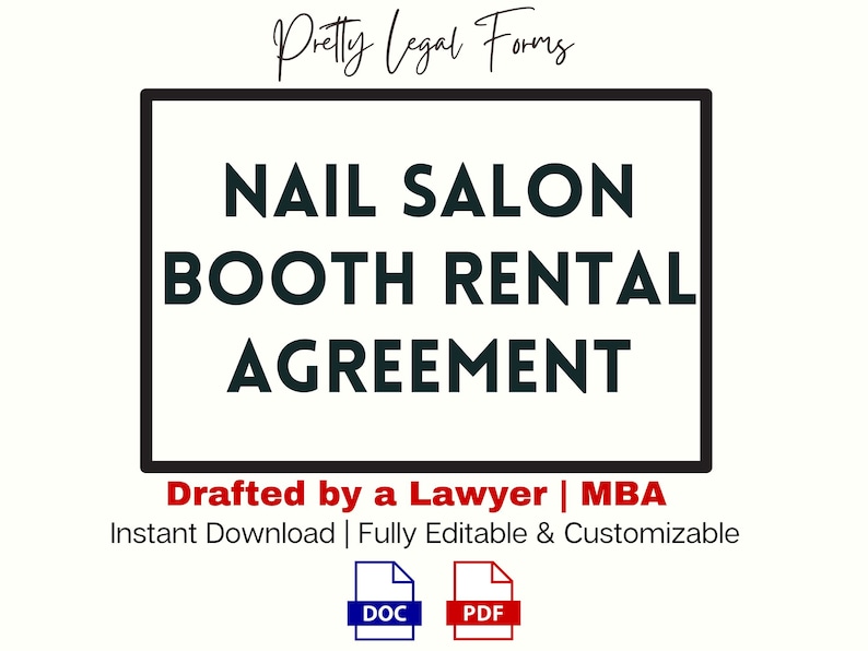 Nail Booth Rental Agreement, Nail Tech Rental Agreement, Nail Salon