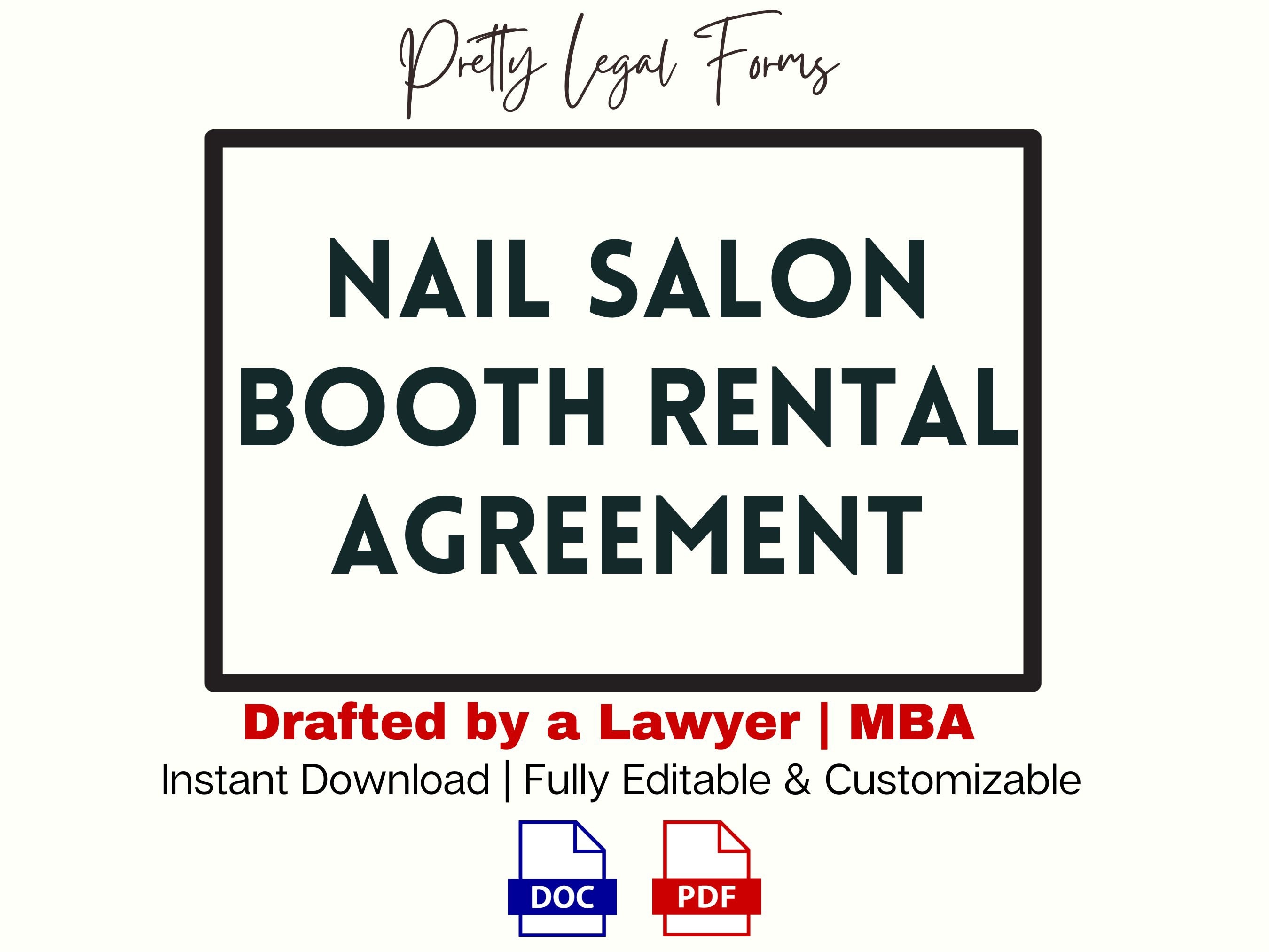 Nail Booth Rental Agreement, Nail Tech Rental Agreement, Nail Salon