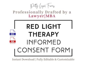 Red Light Therapy Consent Form RLT Informed Consent Template Health Wellness Clinic Intake Forms Sauna Consent Red Light Treatment Forms