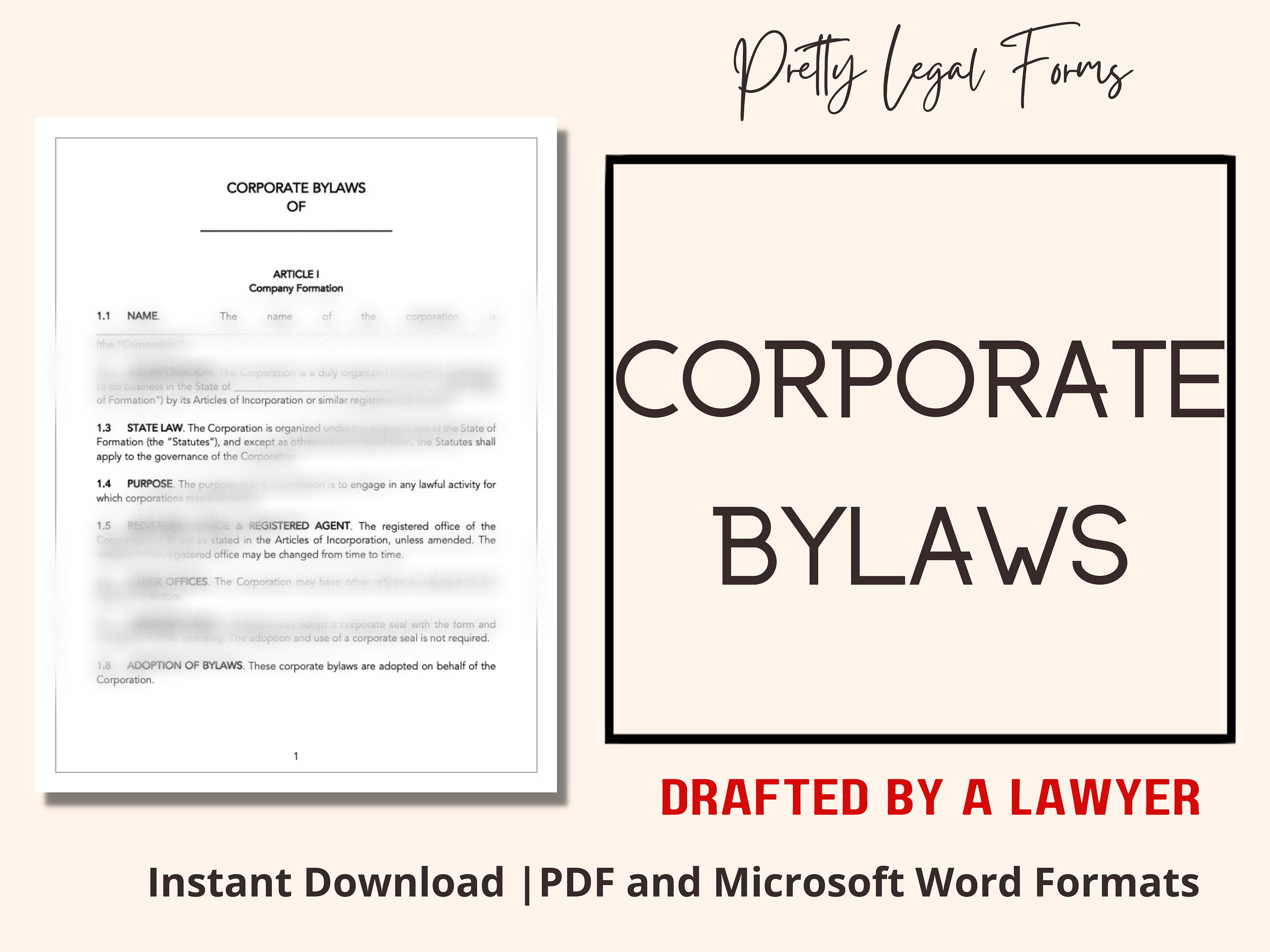 Corporate Bylaws for Corporation Legal Template Company Bylaws Editable