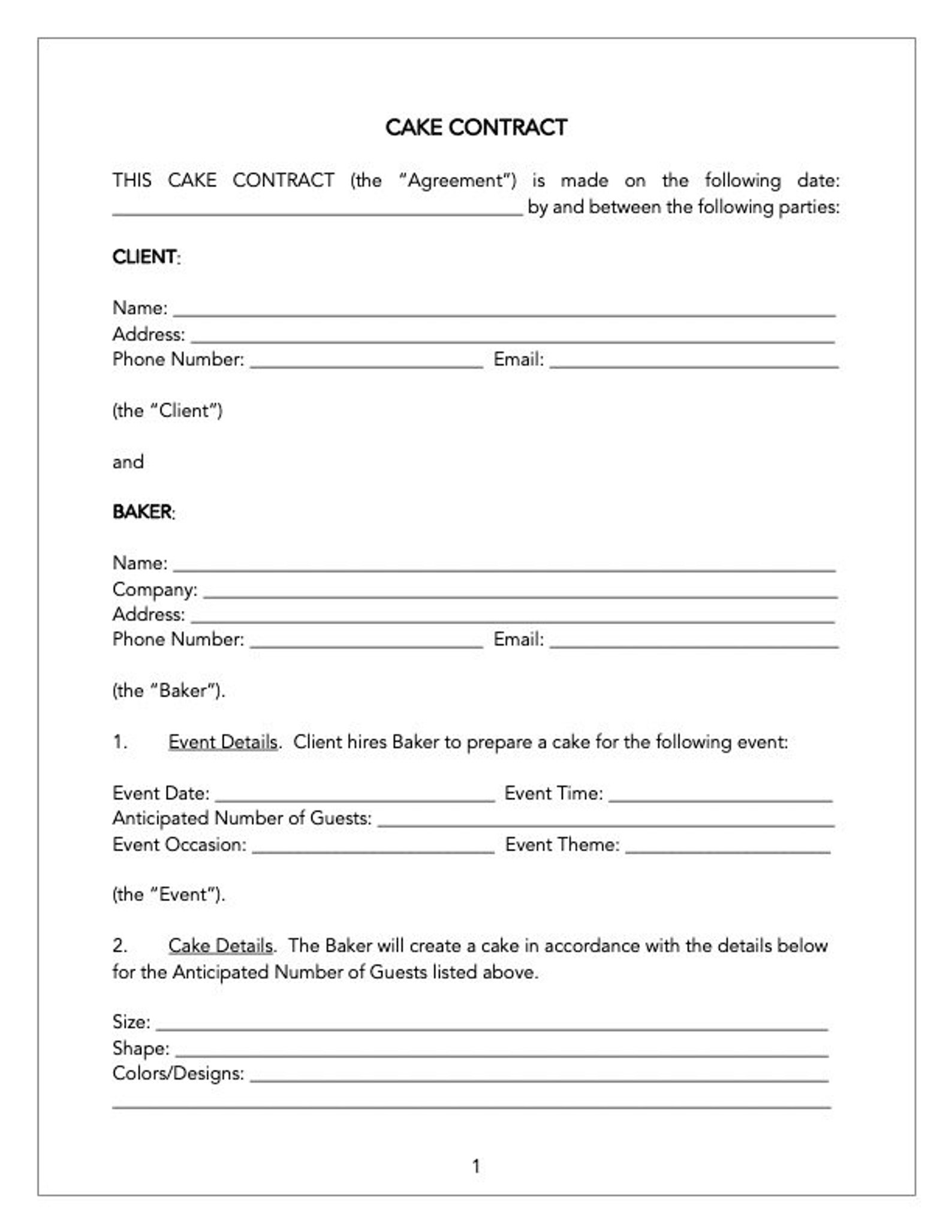 Cake Contract Template Cake Baking Agreement Wedding Cake Contract Cake Cake Contract Template Cake Baking Agreement Wedding Cake Contract Cake