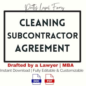 Cleaning Subcontractor Agreement Cleaner Subcontractor Service Contract Template for Subcontracting Cleaning Service 1099 Cleaner Business