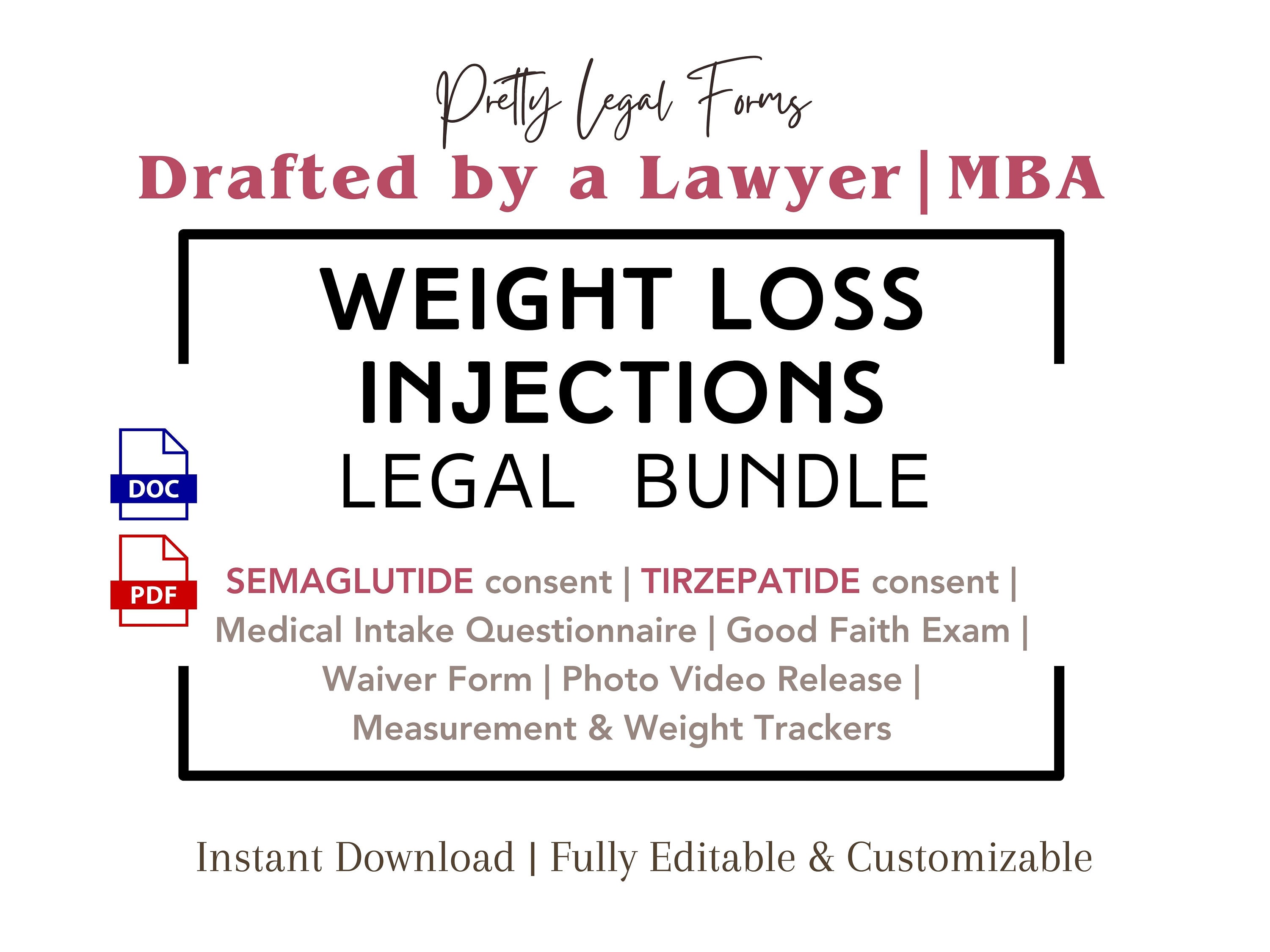 Weight Loss Injections Forms Bundle Semaglutide Templates Fat Loss ...