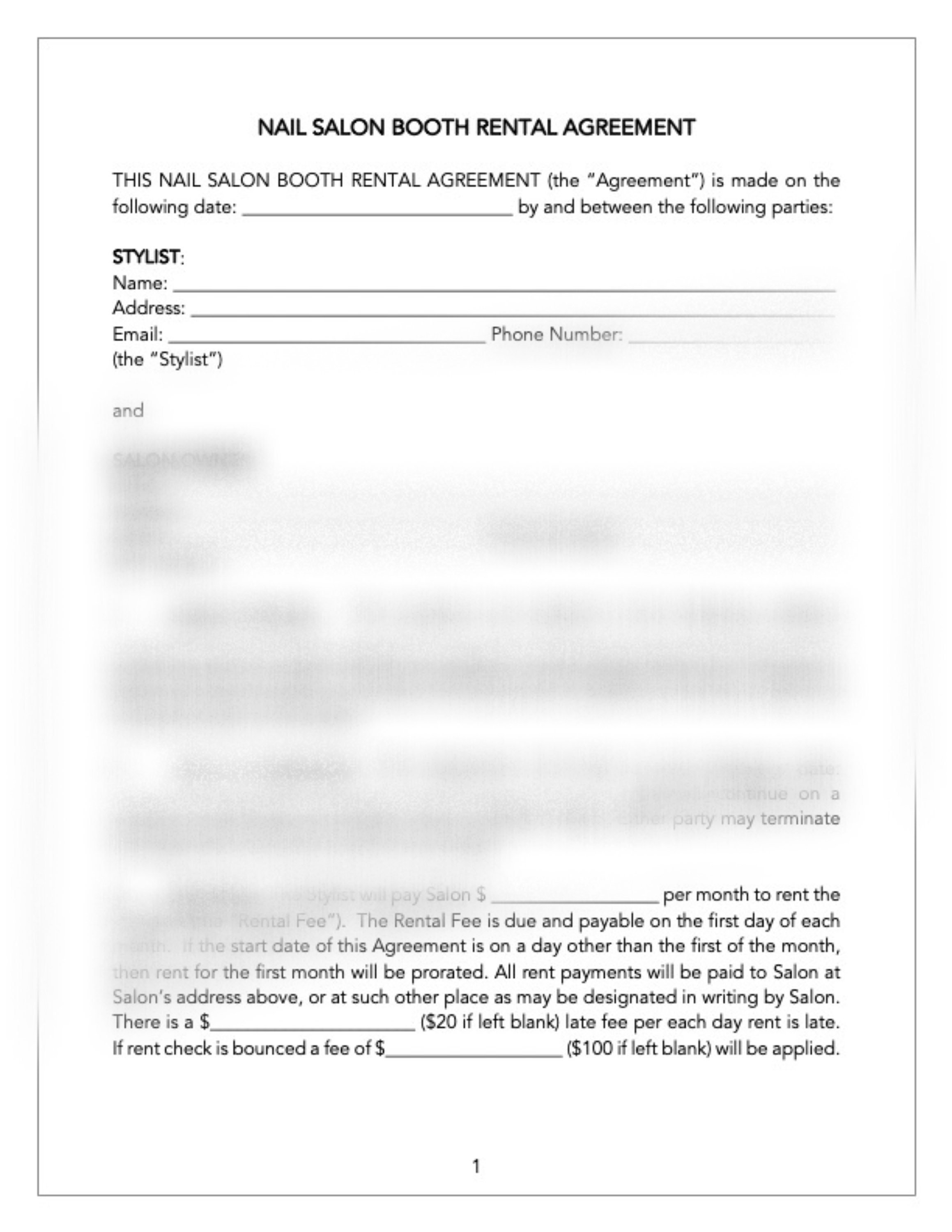 Nail Salon Booth Rental Agreement Nail Tech Independent Etsy