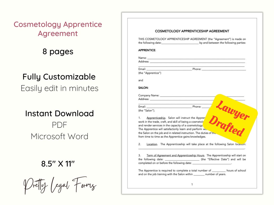 Cosmetology Apprentice Agreement, Cosmetologist Apprenticeship ...