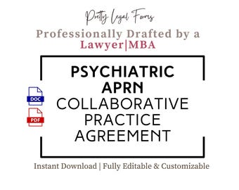 Psychiatric Aprn Collaborative Practice Agreement PMH-APRN Collaborating Physician Contract Template Mental Health NP Medical Director Forms