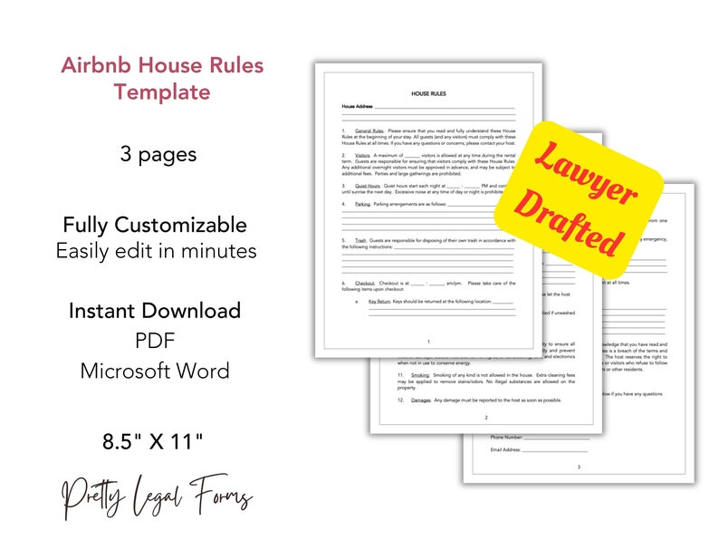 Airbnb House Rules Template, Airbnb Rules, VRBO House Rules, Airbnb Pet ...