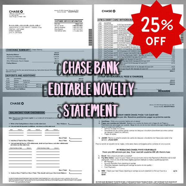 Editable Fake Chase Bank Statement