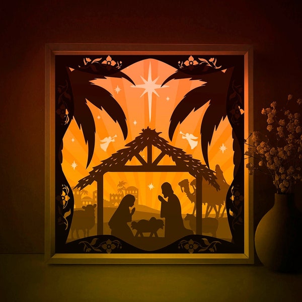 Nativity Shadow Box Svg - Etsy