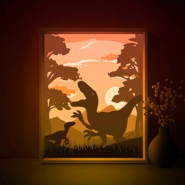 Dinosaur T-rex Shadow box SVG Template, Jurassic Park Papercut Lightbox cricut SVG, 3D layered Paper cut Light box DXF Papercraft Dinosaur T-rex Shadow box SVG Template, Jurassic Park Papercut Lightbox cricut SVG, 3D layered Paper cut Light box DXF Papercraft