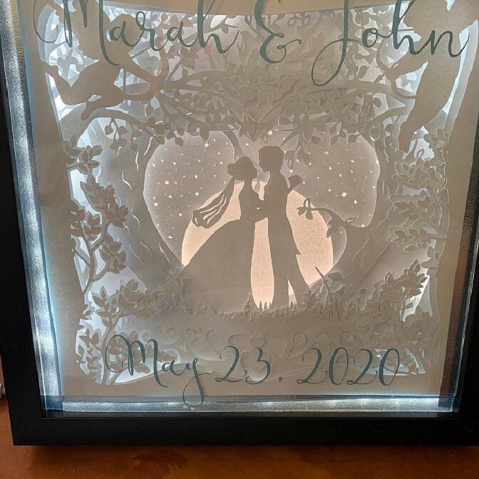 Wedding Gift Love Shadow Box SVG Template, St Valentines Papercut ...
