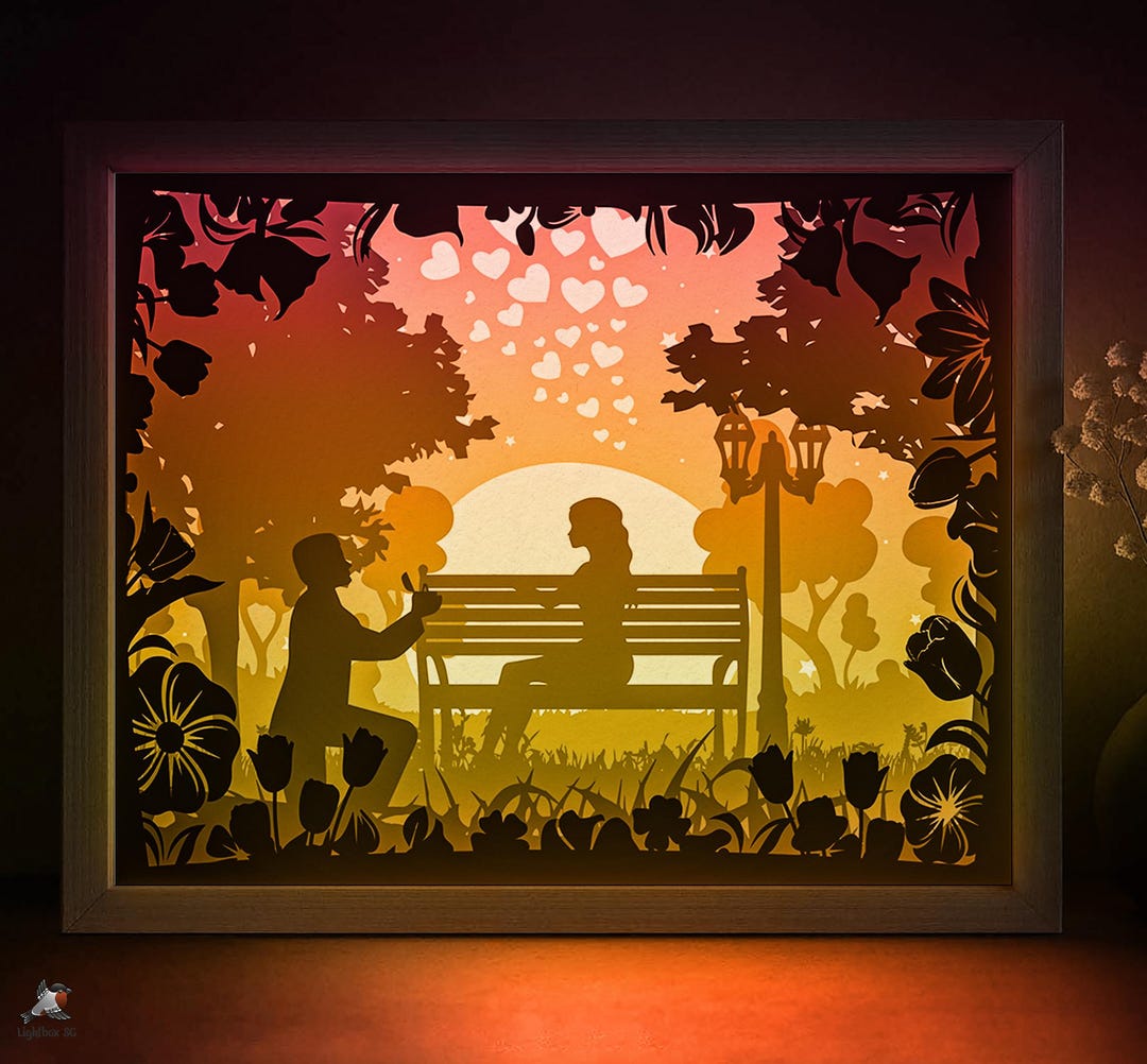 Love Merry Me Shadow Box SVG Template, Marry Me Papercut Lightbox ...
