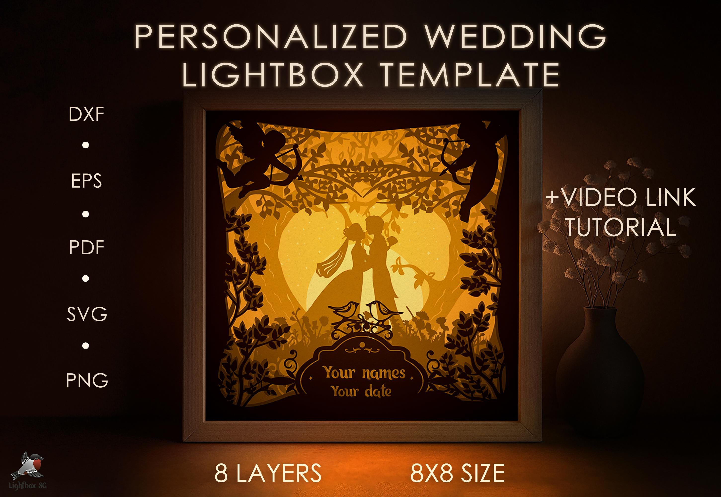 Personalized Wedding Gift Love Shadow Box SVG Template, Custom Wedding ...