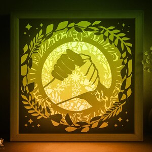 Modello SVG Peace Shadow box, Stop Racism Papercut Lightbox Cricut SVG, Fiori del Pacifico a strati 3D Papercut Light box DXF Papercraft