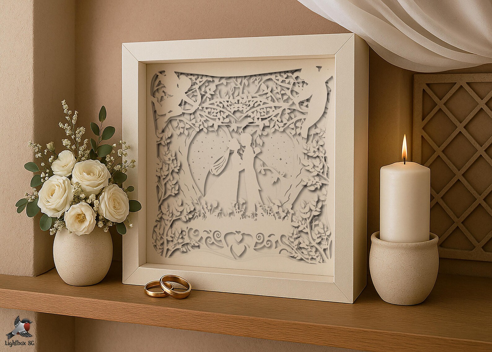 Wedding Gift Love Shadow Box SVG Template, St Valentines Papercut ...