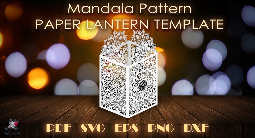 Mandala Paper Lantern Templates, Flower Pattern Paper Cut Diy Lantern ...