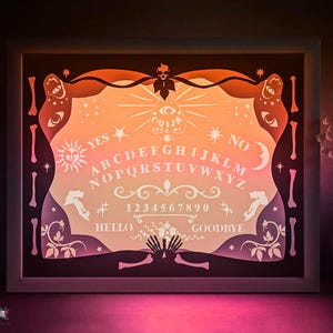 Ouija Board Shadow box SVG Template, Magic Halloween decor Papercut Lightbox cricut SVG, 3D layered Paper cut Light box DXF Papercraft