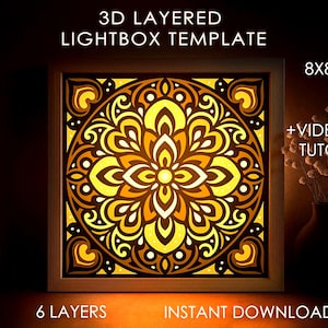 Mandala Shadow Box SVG Template, Papercut Lightbox Design, 3D Layered ...