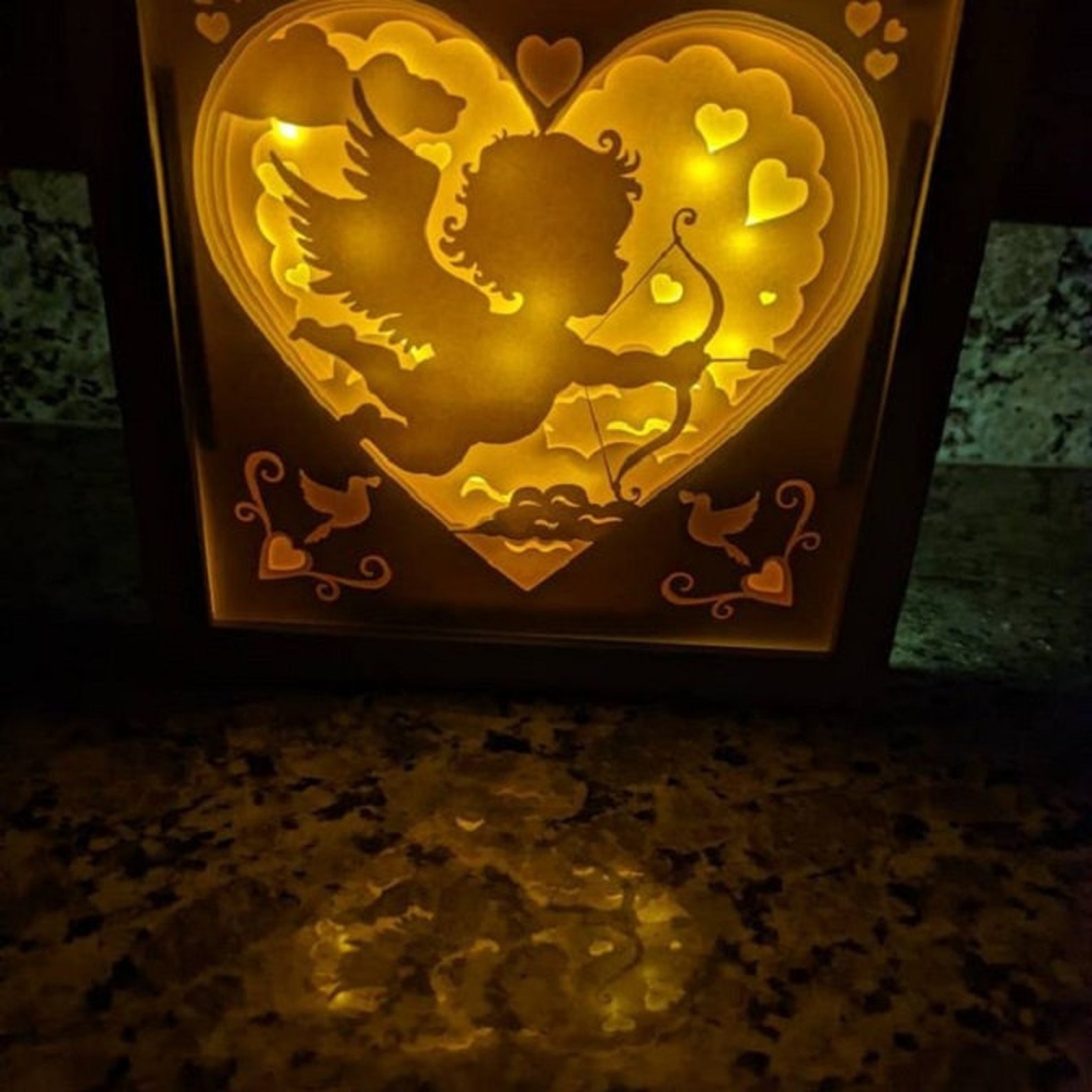 Cupid Angel Shadow Box SVG Template St Valentines Papercut - Etsy