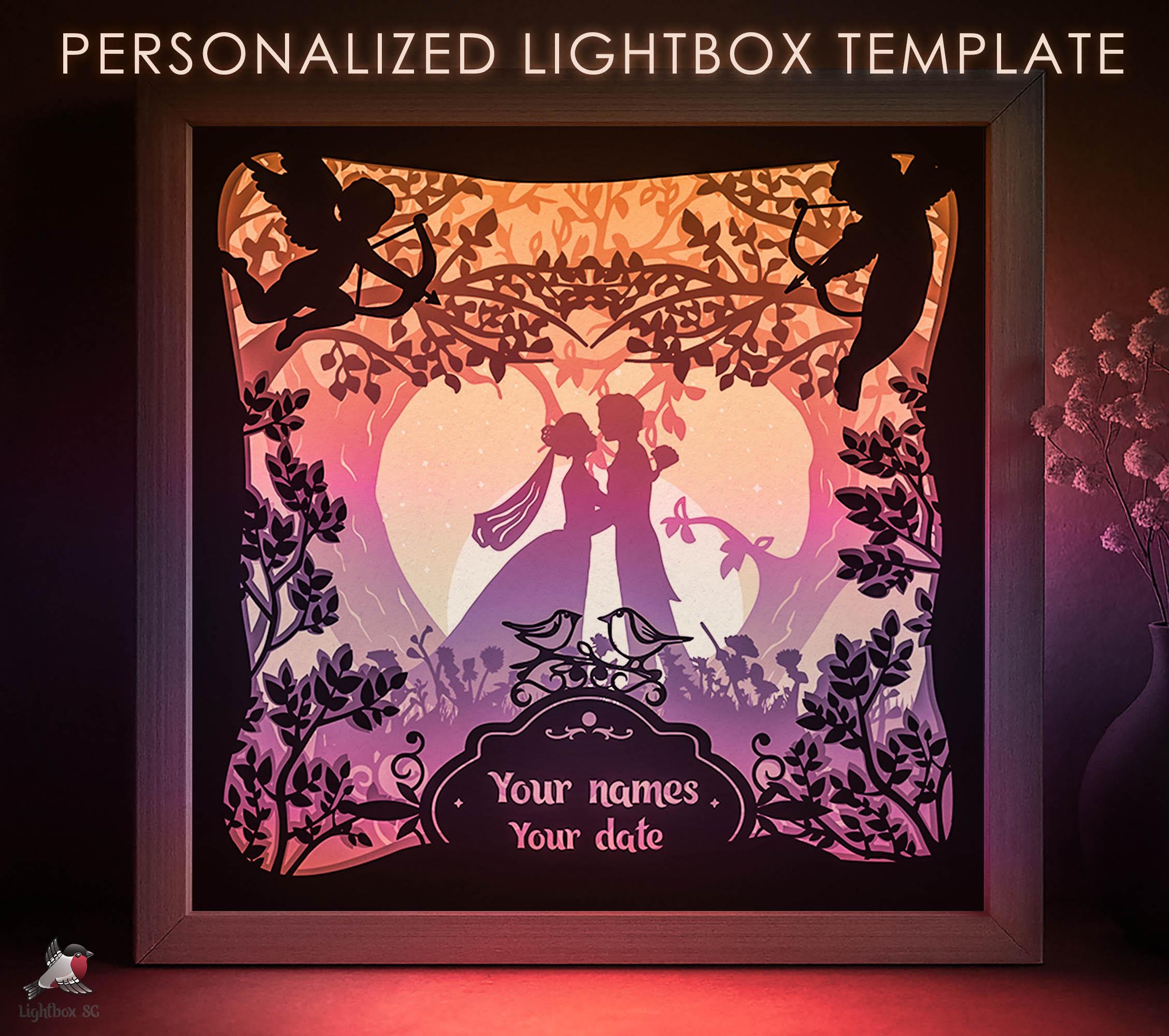Personalized Wedding Gift Love Shadow Box SVG Template, Custom Wedding ...