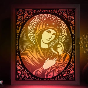 Ave Maria Shadow box SVG Template, Mary Virgin Papercut Lightbox cricut SVG, 3D layered Christian Papercut Light box DXF Papercraft
