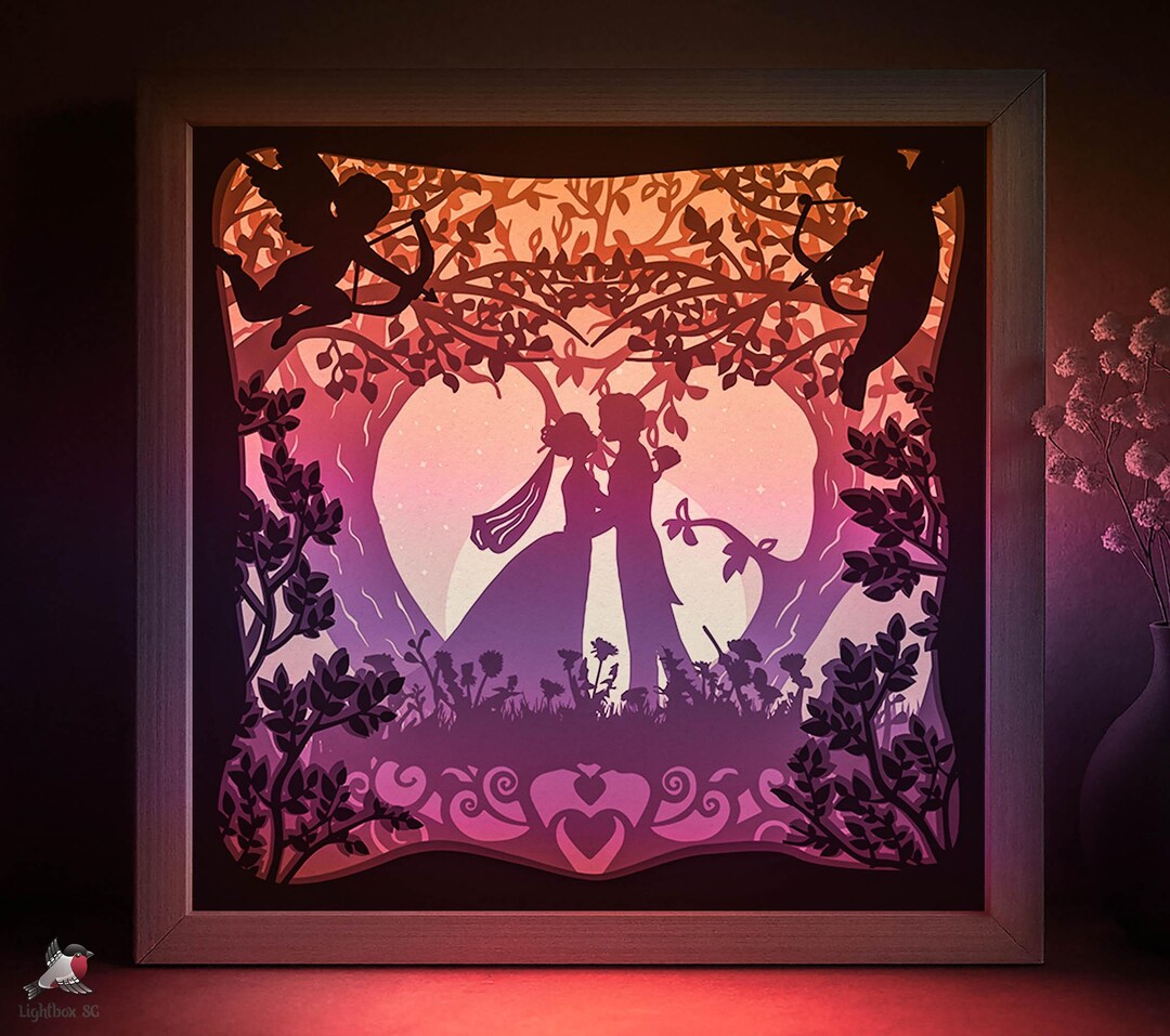 Wedding Gift Love Shadow Box SVG Template, St Valentines Papercut ...