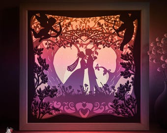 Wedding gift Love Shadow box SVG Template, St Valentines Papercut Lightbox cricut SVG, 3D layered Paper cut Light box DXF Papercraft