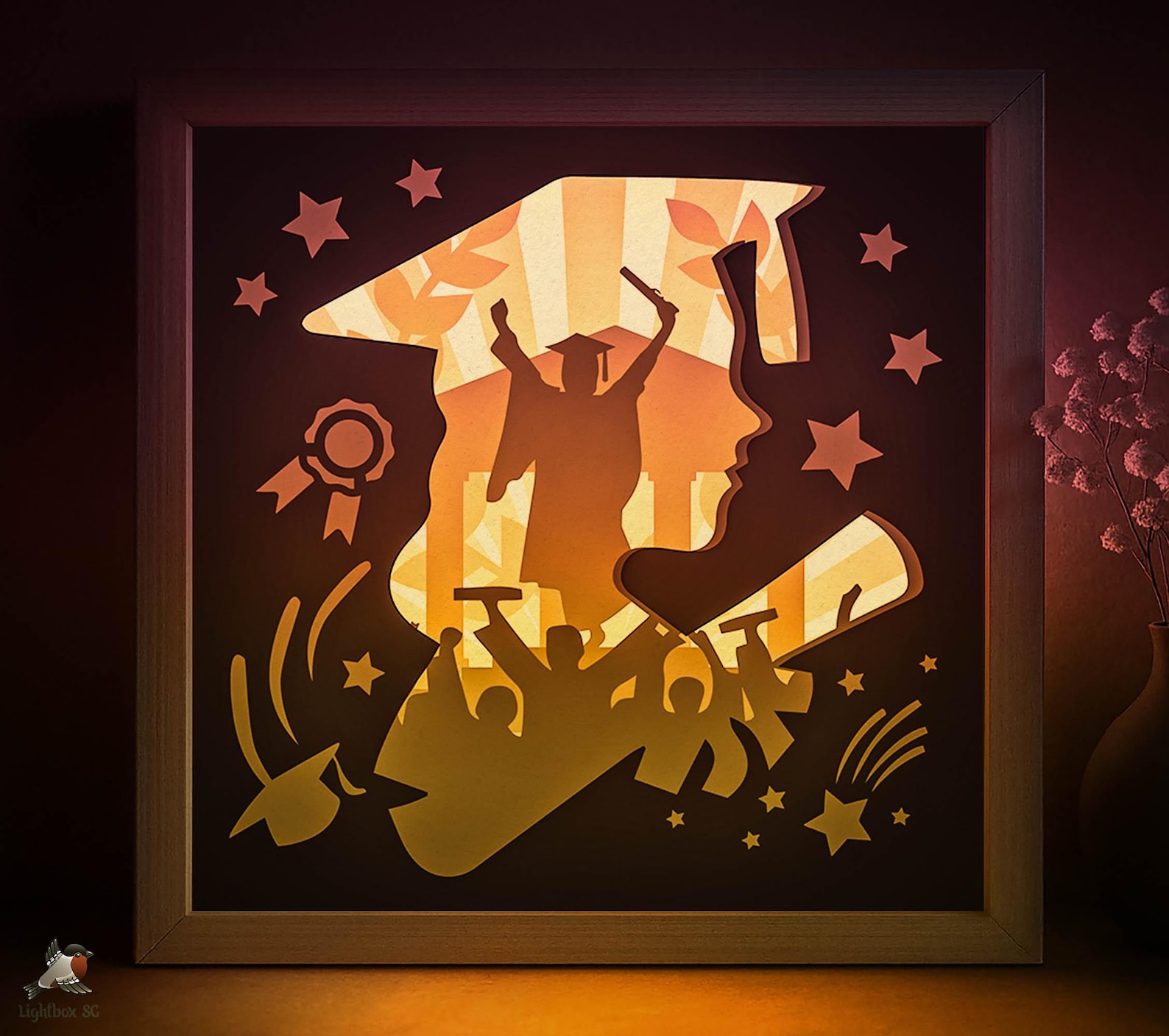 Graduation Shadow Box SVG Template, Graduate Girl Papercut Lightbox ...