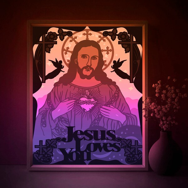 Jesus Christ Shadow box SVG Template, Religion Papercut Lightbox cricut SVG, 3D layered Christian Paper cut Light box DXF Papercraft Jesus Christ Shadow box SVG Template, Religion Papercut Lightbox cricut SVG, 3D layered Christian Paper cut Light box DXF Papercraft
