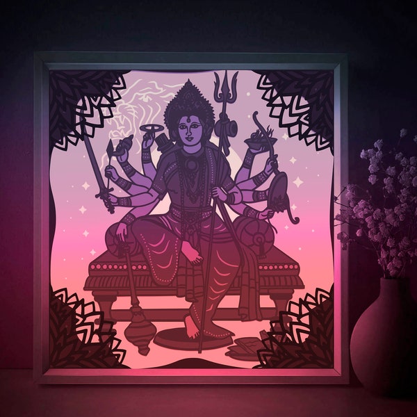 Durga Shadow box SVG Template, Indian God Papercut Lightbox cricut SVG, 3D layered Mandala Hinduism Paper cut Light box DXF Papercraft Durga Shadow box SVG Template, Indian God Papercut Lightbox cricut SVG, 3D layered Mandala Hinduism Paper cut Light box DXF Papercraft