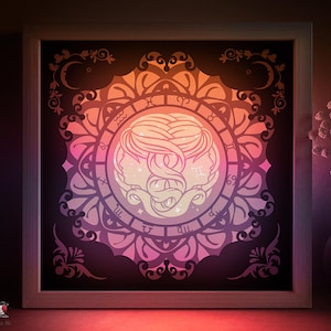 Zodiac Gemini Shadow box SVG Template, Astrological Signs Papercut Lightbox cricut SVG, 3D layered Paper cut Light box DXF Papercraft