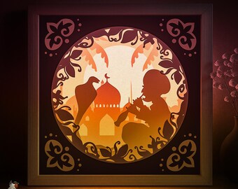 Ormtjusare Shadow box SVG-mall, östlig saga pappersklipp Lightbox Cricut SVG, 3D-lagers pappersklipp Lightbox DXF papperspyssel