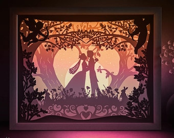 Wedding gift Love Shadow box SVG Template, St Valentines Papercut Lightbox cricut SVG, 3D layered Paper cut Light box DXF Papercraft
