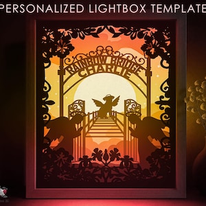 Personalized Pet Memorial Lightbox box SVG Template, Your Dog Cat Portrait Silhouette Papercut Lightbox 3D layer Custom 8x10 Shadow box file