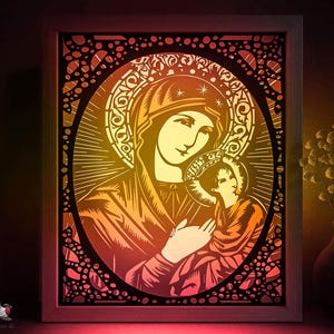 Ave Maria Shadow box SVG Template, Mary Virgin Papercut Lightbox cricut SVG, 3D layered Christian Paper cut Light box DXF Papercraft