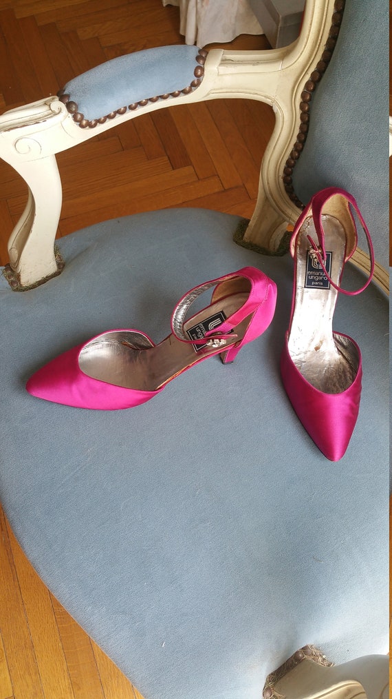 Emanuel  Ungaro Shocking pink satin  shoes.  Ankl… - image 1