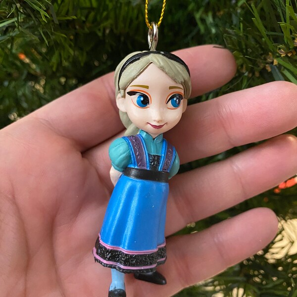 Young Elsa ornament Disney princess mini figure Frozen movie Christmas tree decoration gift stocking Olaf Anna Kristoff Hans