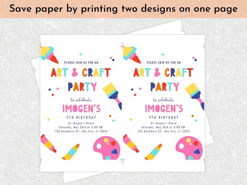 Editable Art and Craft Party Invitation, Painting Party Invitation ...