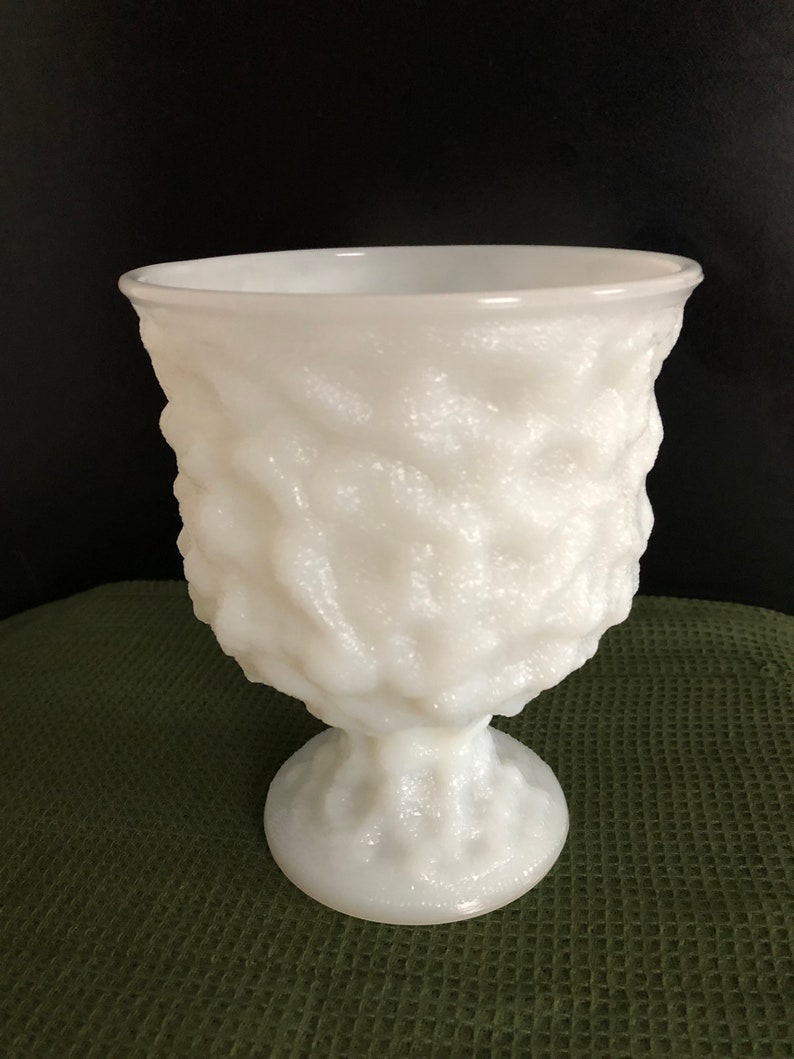 EO Brody White Milk Glass Vase Dish Planter Crinkle Texture Etsy