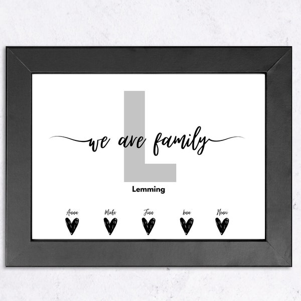 Personalisiertes Familien-Poster mit Namen- "we are family" -Geschenk für die ganze Familie