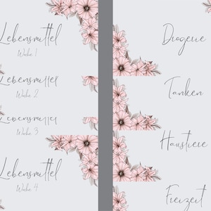 33 pcs. Dashboards (cover sheets) &quot;floral pattern&quot; for A6 binder pockets for envelope method/budgeting (digital download as pdf)