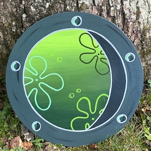 Halloween Themed Cartoon Ocean Scene Handpainted Window