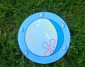 Pastel Cartoon Ocean Scene Handpainted Window
