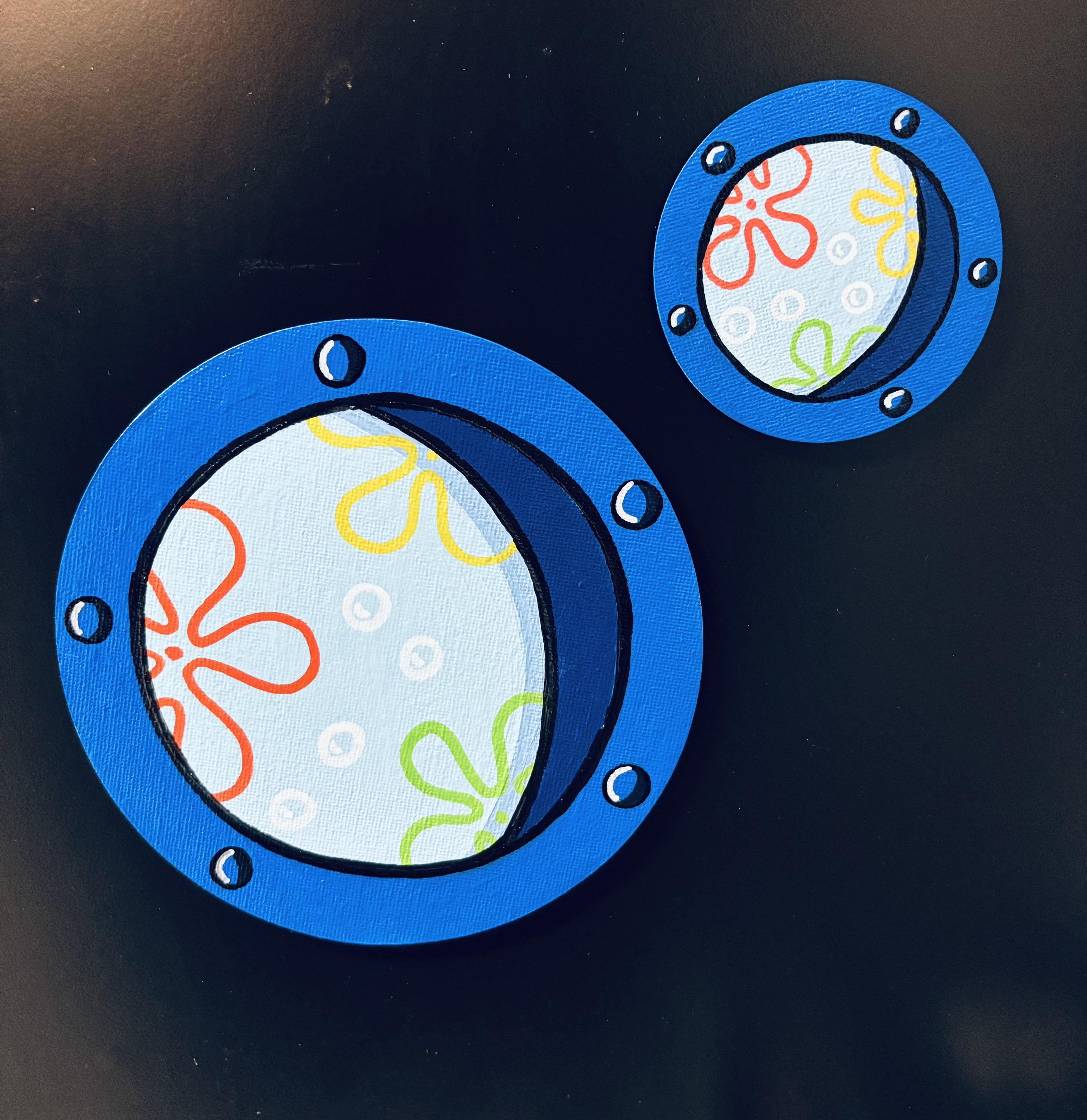 Cartoon Ocean Scene Handpainted Window Painted on Magnet